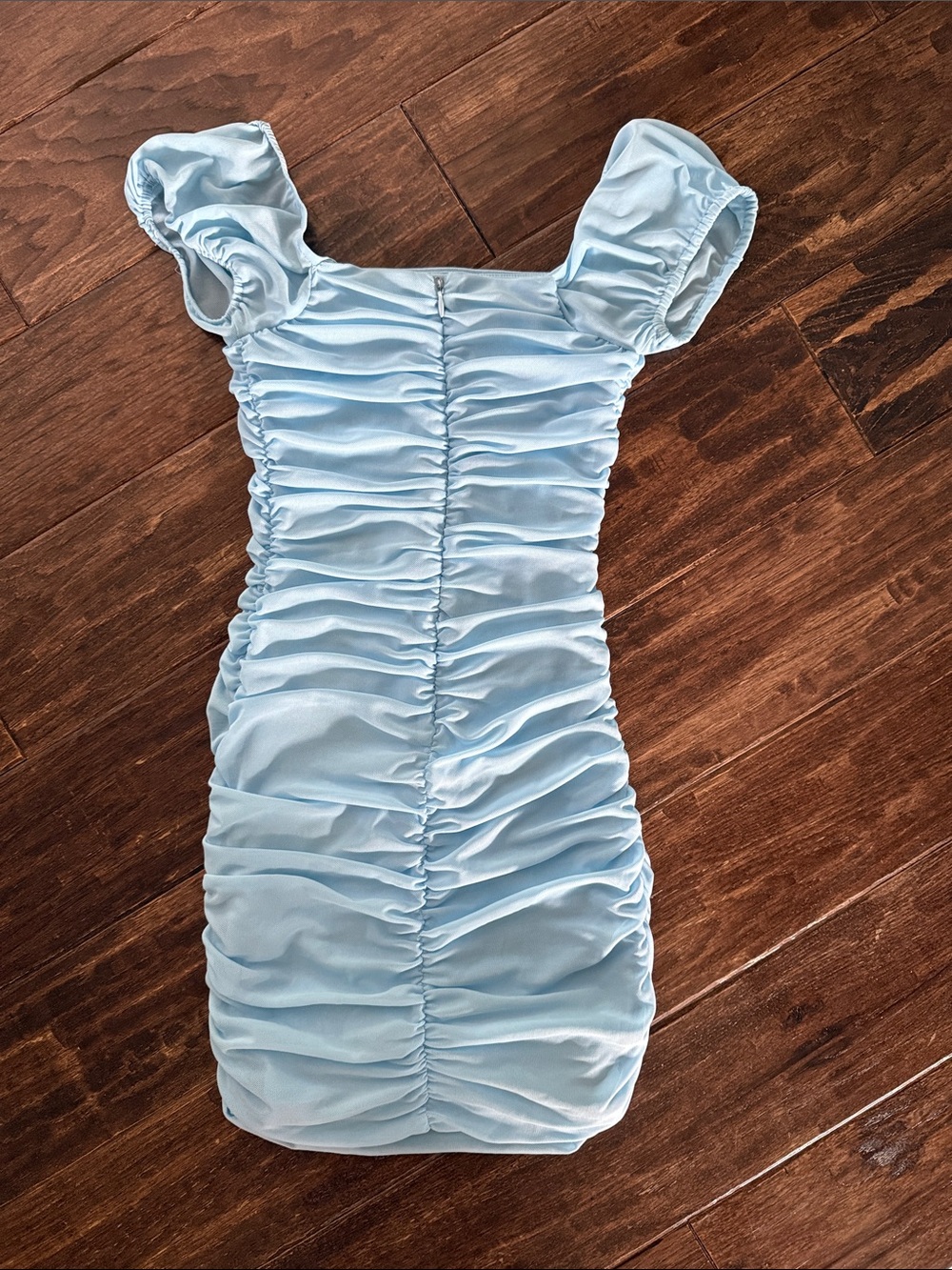 Lulu's Light Blue Ruched Off-Shoulder Mini Dress - Picture 3 of 3